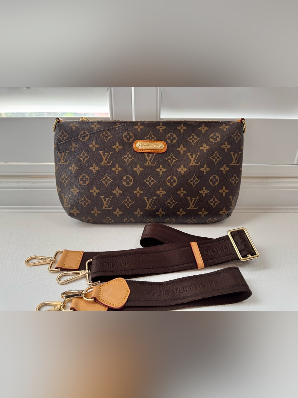 LUXE Monogram Canvas Banana Crossbody handbag